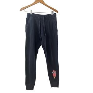 NOBRAND Deep Bue Jogger Sweatpants Cute Popsicle Graphic SIZE SMALL Fun Quirky